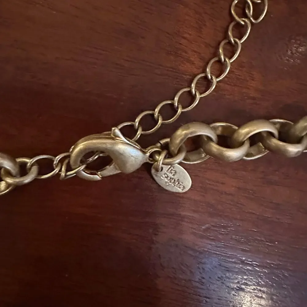 Lia Sophia ECLIPSE Long Chain Matte Black Gold Casual Retro Retired Jewelry